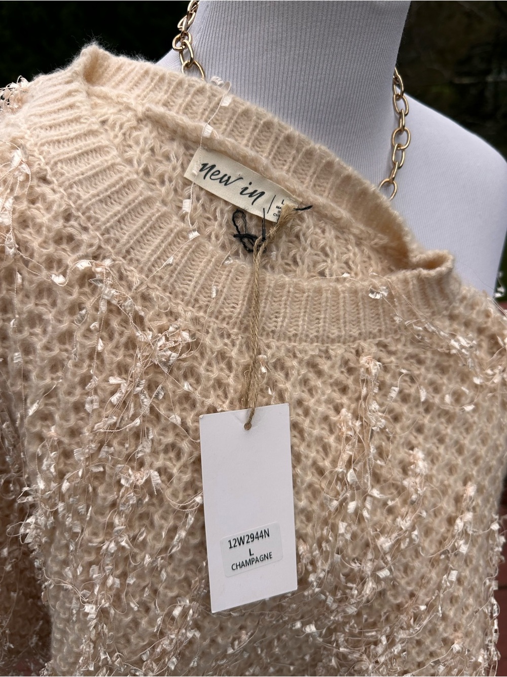 Very J Fuzzy Textured Cream Knit Sweater - Picture 5 of 5